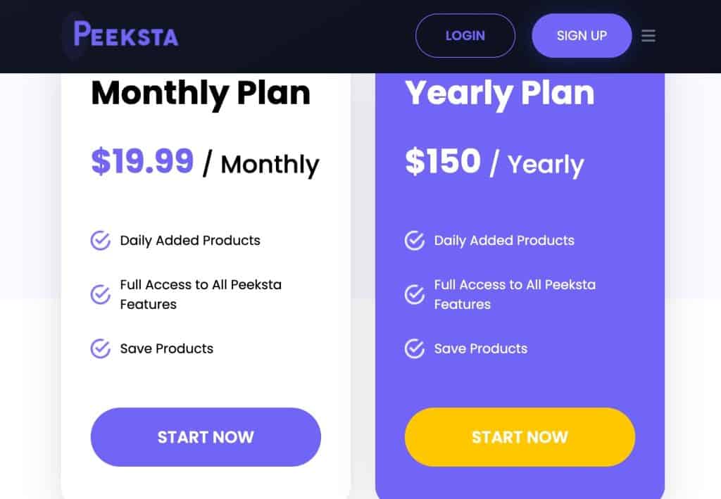 Peeksta pricing